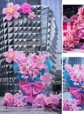 新品巨型花篮摆件网红打卡活w动节日景区道具拍照商场布置店铺橱