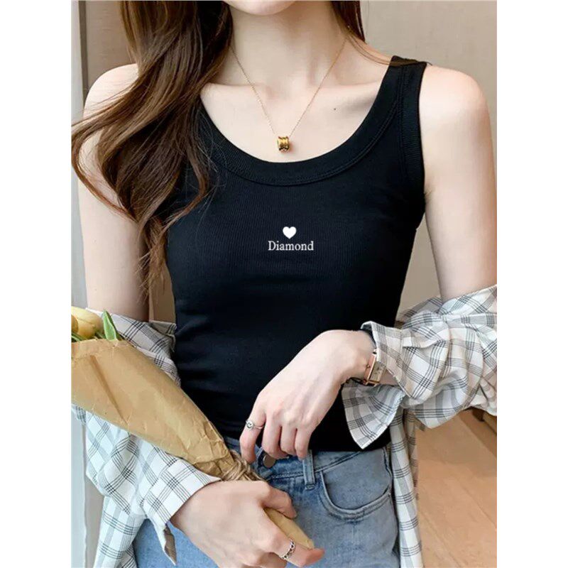 极速20c25新款外穿纯棉吊带背心女夏季修身内搭无袖短款小个子白