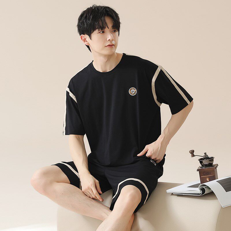 新品男士睡衣夏季纯棉2025x新款套头短袖短裤青少年薄款运动家居