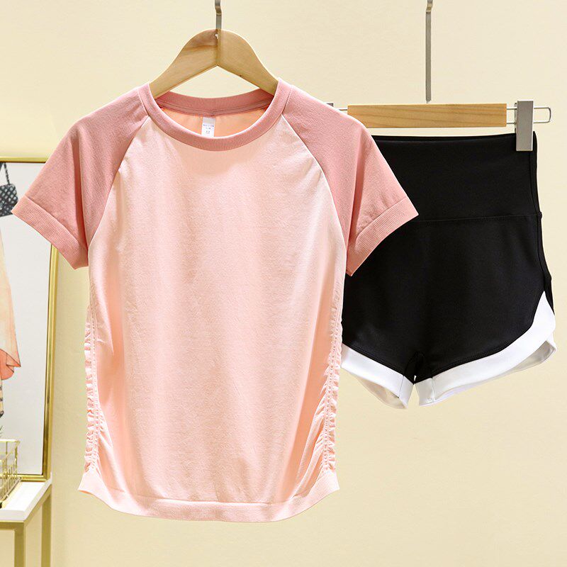 新品夏季b薄款修身显瘦运动套装女健身房速干瑜伽服运动跑步短裤