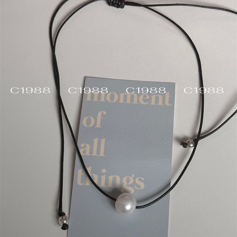 极速beige新款925银珍珠 抽绳项链 BY887609T C1988韩代