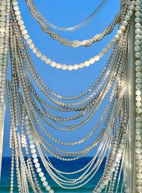 新品巨大珍珠串 婚礼摆件挂吊装饰打卡点店铺陈列拍照Z道具背景墙