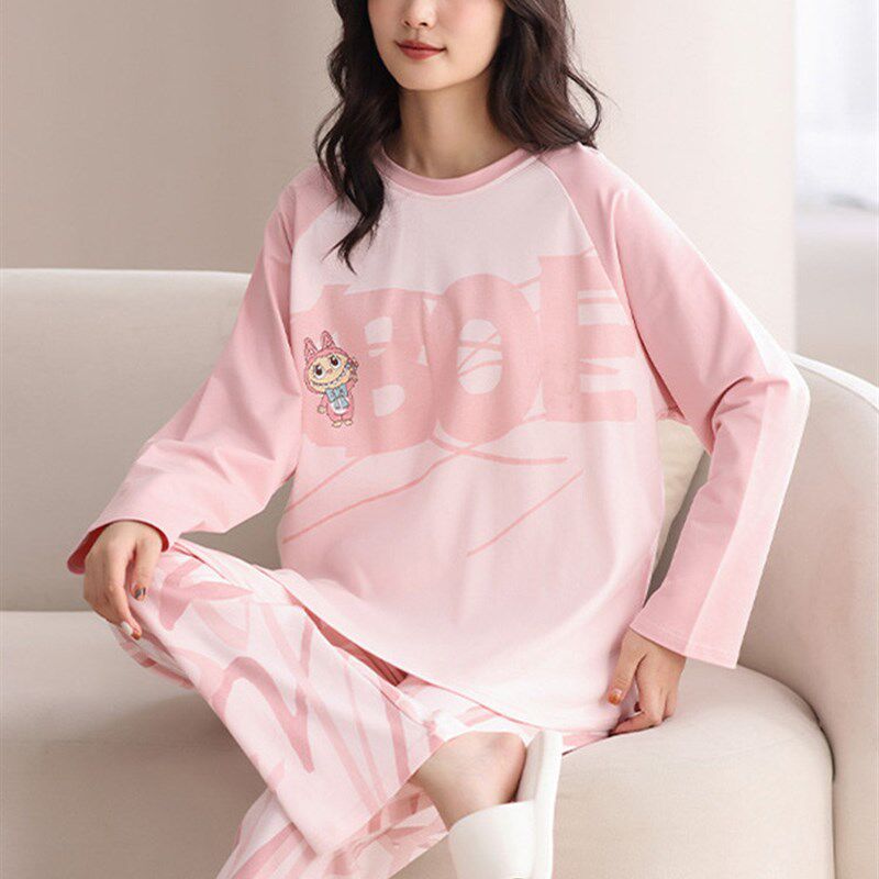 新品2025新款l睡衣女款春秋季纯棉长袖宽松大码可爱卡通学生家居