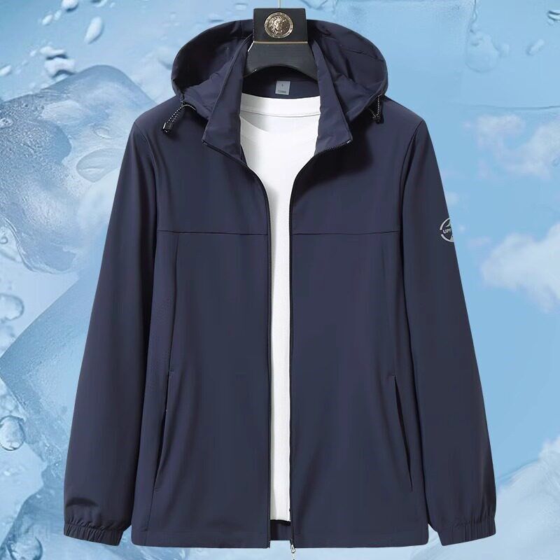 新品2025年新k款胖佬夏季户外运动休闲外套男加肥加大码胖子连帽