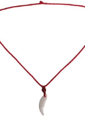 新品真狗牙吊坠男士黑狗牙真品y项链狗牙齿儿童男女本命年红绳随