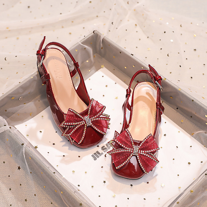 新品女童高跟夏款凉鞋2026新款儿童F高跟时尚蝴蝶结中大童防滑宝