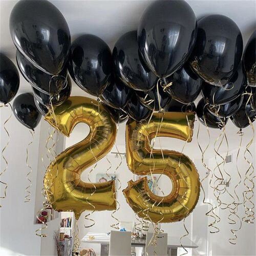 新品5/10/12/18 Inch Black Balloons Flashing MeQtallic Balloo