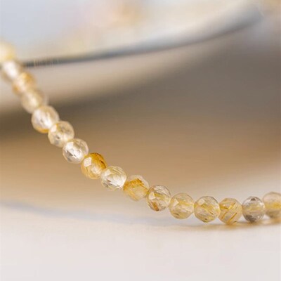 极速法国【设计师】Classy keyE 极细金发晶手錬小众设计感复古风