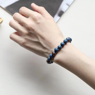 极速8mm水蓝色非遗大漆手串漆珠女檀木佛珠手N链彰髹手工漆器念珠