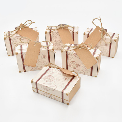 极速10a/20pcs Travel Suitcase Candy Box Kraft Paper Gift Box