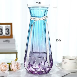 极速北欧特大号30CM高玻璃花瓶水培富贵竹透P明百合插花瓶摆件客