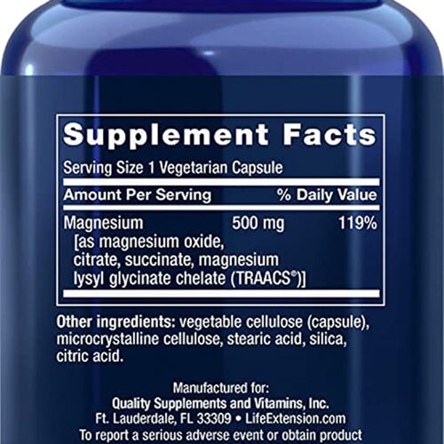 极速Life Extension Magnesium 500mg, 100 VeNgetarian Capsules