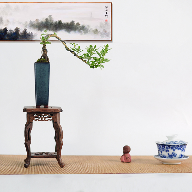 极速红木鸡翅木海马几p博古架实木底座小花架盆景底托栽摆件工艺