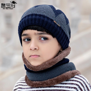 极速9831跨境儿童帽子毛线针织帽秋冬新款 提P花火焰图案套头帽男