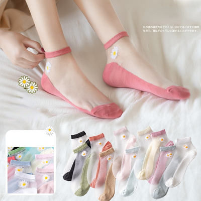 极速5Pairs Summjer Woman Silk Socks Ankle Lace Ultra-thin Gi