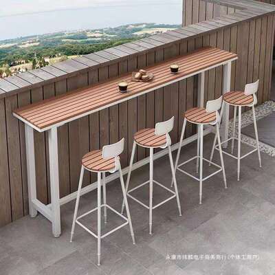 现代简约休闲吧台桌椅组合阳台户外露天吧台桌庭院防晒高脚长桌子