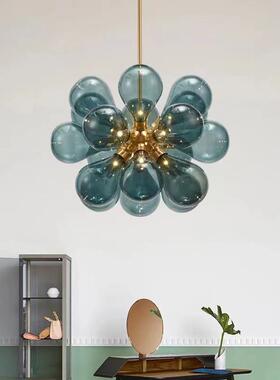 设计样板房后现代客厅卧室吊灯儿童房女儿公主房蓝色粉红色球吊灯