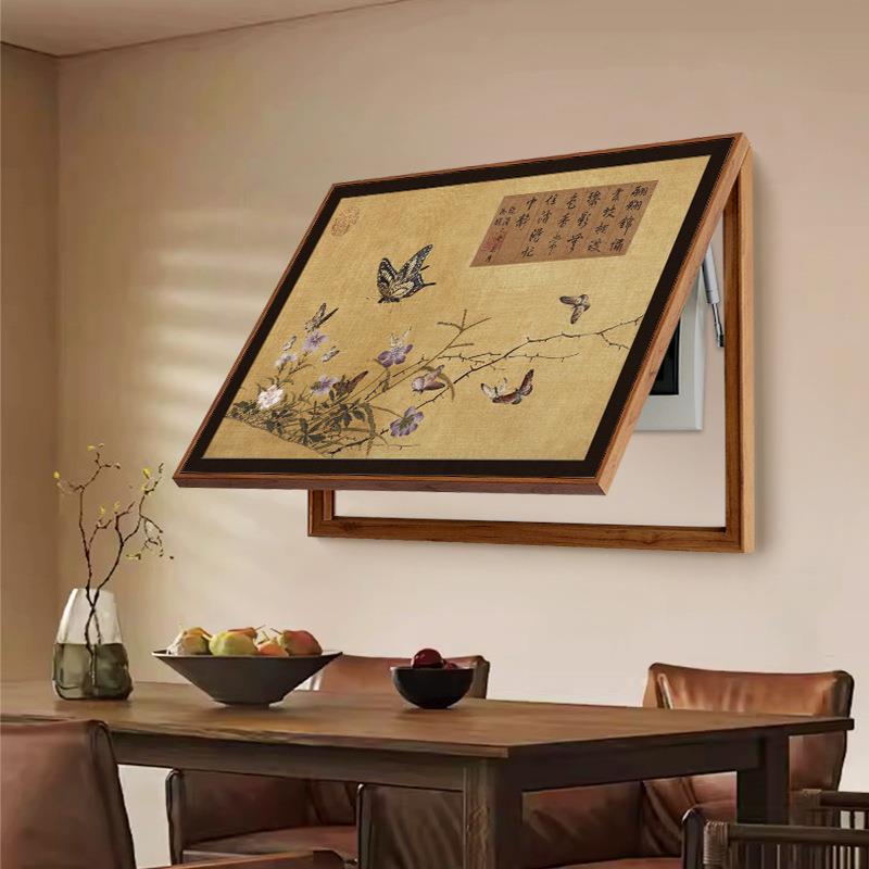 M电表箱图古风弱遮挡挂画中式电源盒配电风电新款开关蝶装饰画装