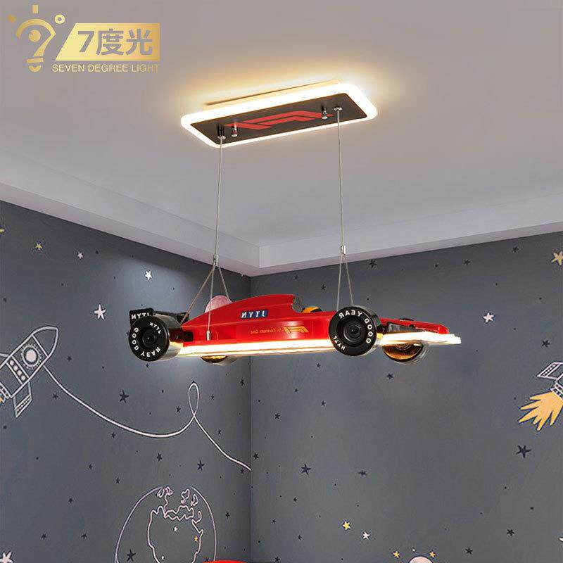 【跨境】儿童房汽车卧室吊灯个性F1方程式赛车跑车模型男孩房间灯