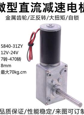 31ZY-5840齿轮减速电机12V24V 8mm加长轴智能家居马达自锁可调速