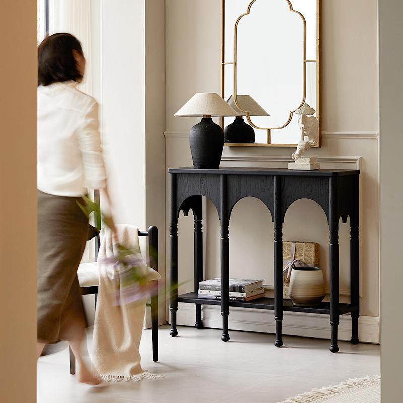 法式复古实木玄关桌黑色门厅柜走廊入户装饰柜隔断柜端景边桌台,乐器/吉他/钢琴/配件,其它乐器配件,淘宝优惠券,粉丝福利购,淘宝优惠卷