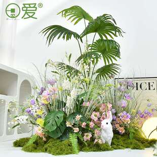 仿真绿植造景假植物落地苔藓高端轻奢微景观室内仿生装饰布置盆景