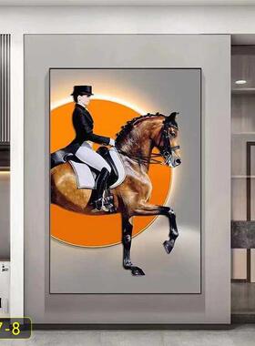 现代玄关装饰画轻奢软装壁画橙色英伦风餐厅马油画北欧风客厅挂画