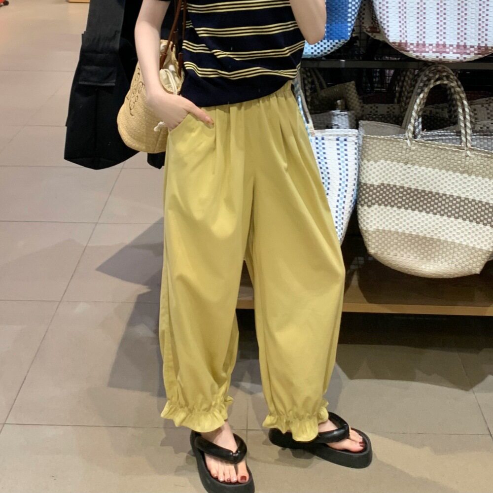 冰丝花苞速干灯笼裤女春夏薄款高腰宽松显瘦小个子九分阔腿休闲裤