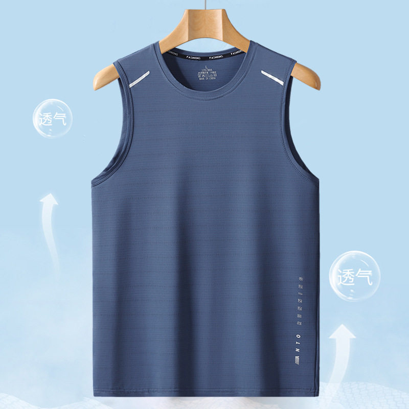 运动健身背心男夏季薄款外穿无袖t恤冰丝速干衣坎肩马甲跑步汗衫