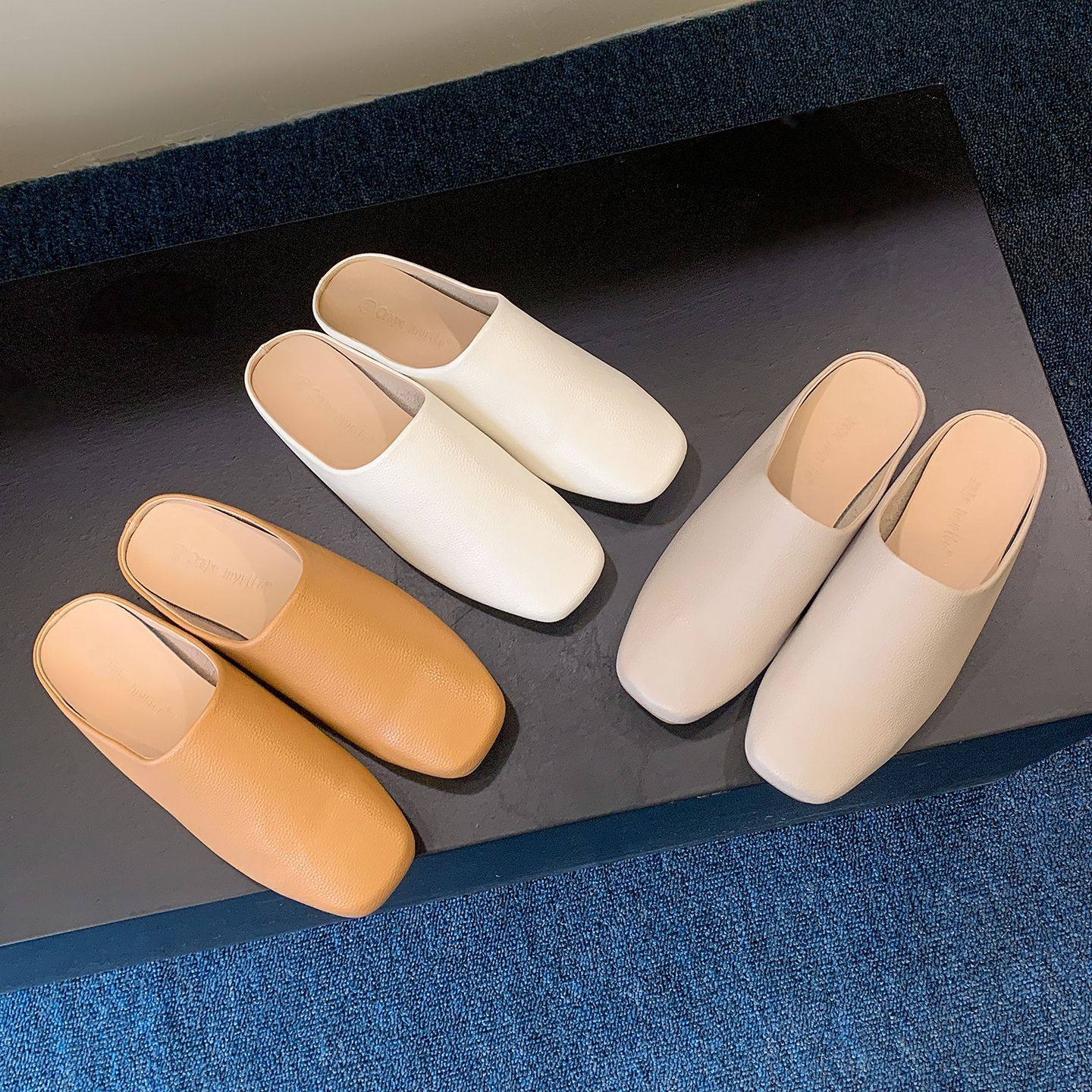 葡萄妈新款懒人bi备~软糯好穿包头一脚蹬穆勒半拖女外穿平底拖鞋,女鞋,其他拖鞋,淘宝优惠券,粉丝福利购,淘宝优惠卷