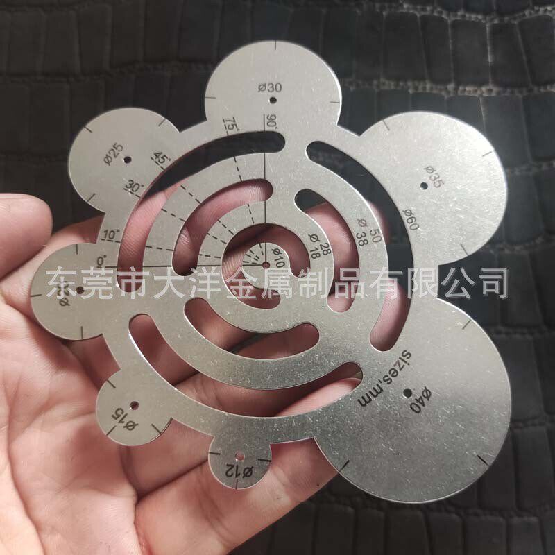 热销皮具切割角尺B+C款不锈钢圆尺手G工皮革工具R定规圆弧尺子角