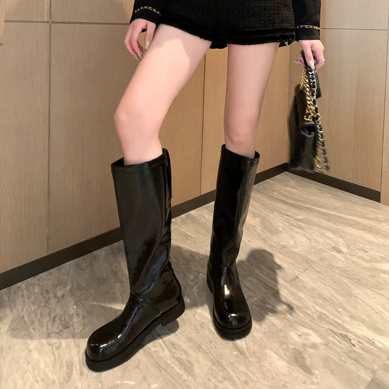 热销靴子女高筒靴女l2023年秋冬套筒宽松潮酷骑行靴不过膝法式直