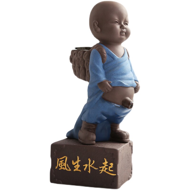 热销紫砂茶宠可养爱小和尚弥勒佛A大小号喷水尿童子撒尿尿娃茶玩