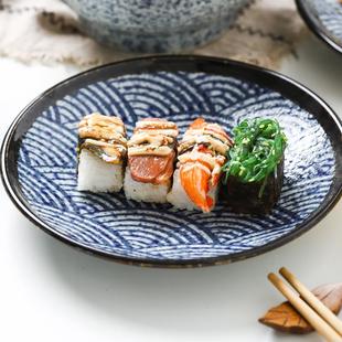 小鹿田烧 家用创意网红 青海波日本进口陶瓷日式 餐具碗菜盘碟套装