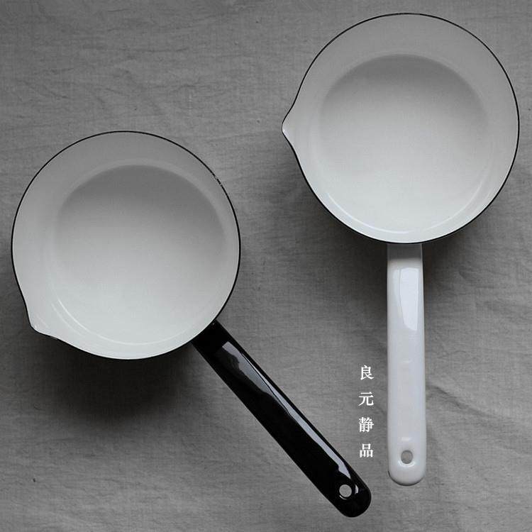 瑕疵磕瓷品 北欧风黑白红蓝色搪瓷单柄煮奶锅 水舀辅食锅可电磁炉,厨房/烹饪用具,奶锅,淘宝优惠券,粉丝福利购,淘宝优惠卷
