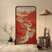 新中式 古典屏风隔断装 饰客厅禅意茶室玄关中国风移动实木定制座屏