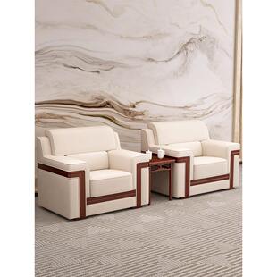 Vip接待办公沙发现代极简办公接待领导洽谈单座沙发咖啡桌组合