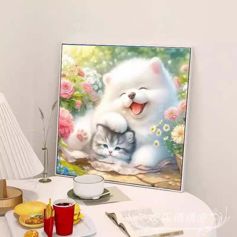 十字绣2025新款线绣客厅高端猫咪狗狗手工初学简单刺绣钻石画满钻