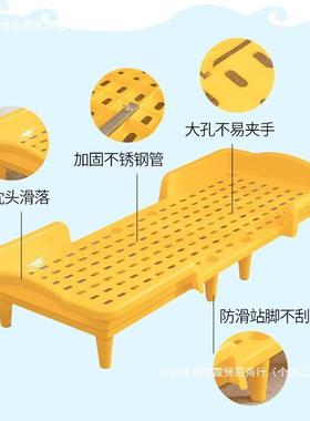 小床儿童床小学生塑料托管幼儿园床宝宝早教班叠叠折叠午睡床黄色