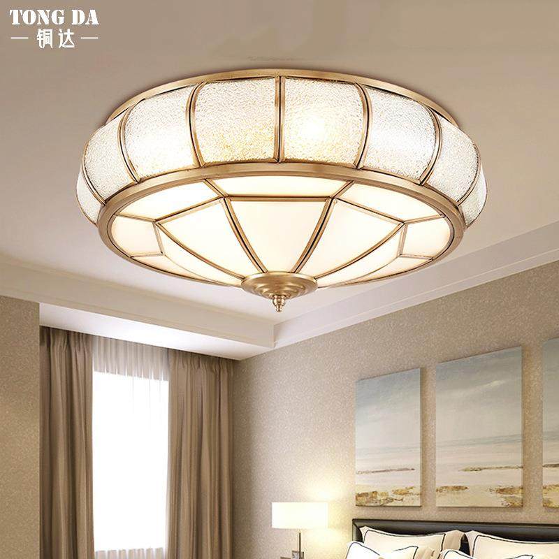 欧式卧室主吸顶灯别墅入户门口楼梯全铜吸顶灯小客厅餐厅房间灯具