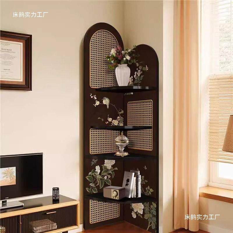 中古风转角置物架客厅角落展示架卧室拐角家用多功能收纳架其它