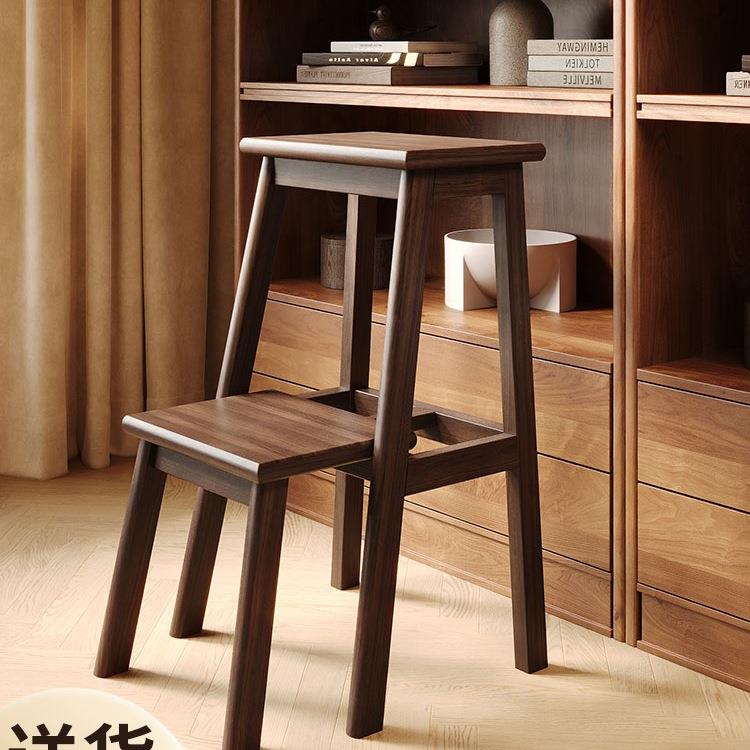 实木梯凳家用可抽拉登高梯子凳子两用多功能置物架厨房稳步爬梯凳