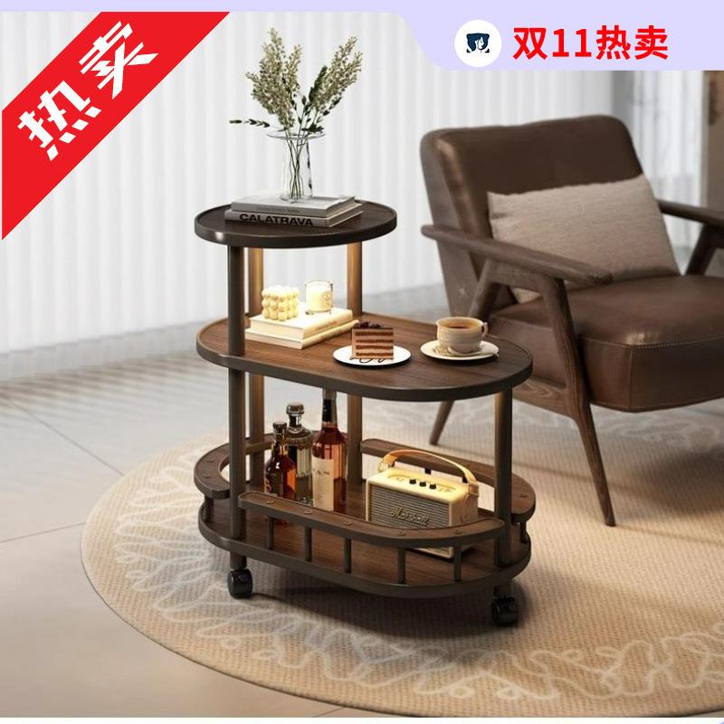 移动边几茶几沙发边带轮茶桌置物架客厅家用简易角几小推车小桌子