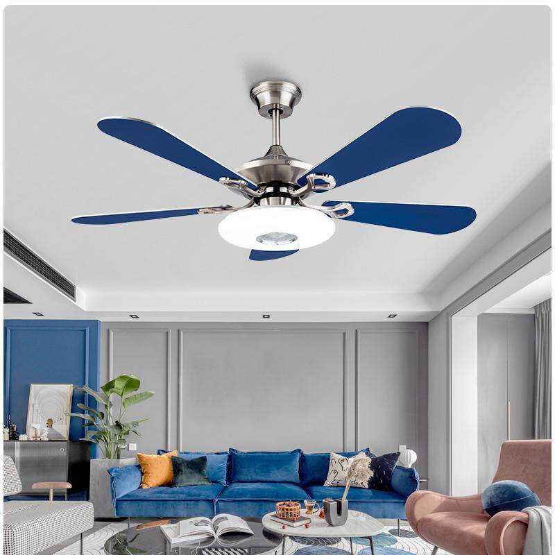 地中海北欧餐厅家用吊扇灯简约美式现代客厅卧室静音风扇木叶吊灯