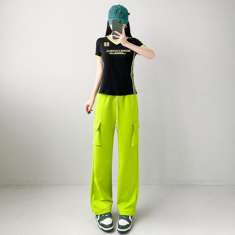 V领时尚套装夏季健身操舞蹈服2025新款