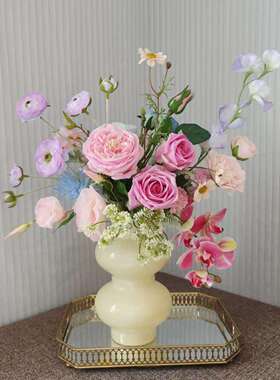 M334粉色手札花束保湿手感摆设仿真花绢花假花婚庆