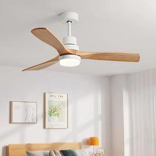 中古风吊扇灯风扇灯静音家用胡桃木色实木扇叶客厅卧室餐厅复古灯
