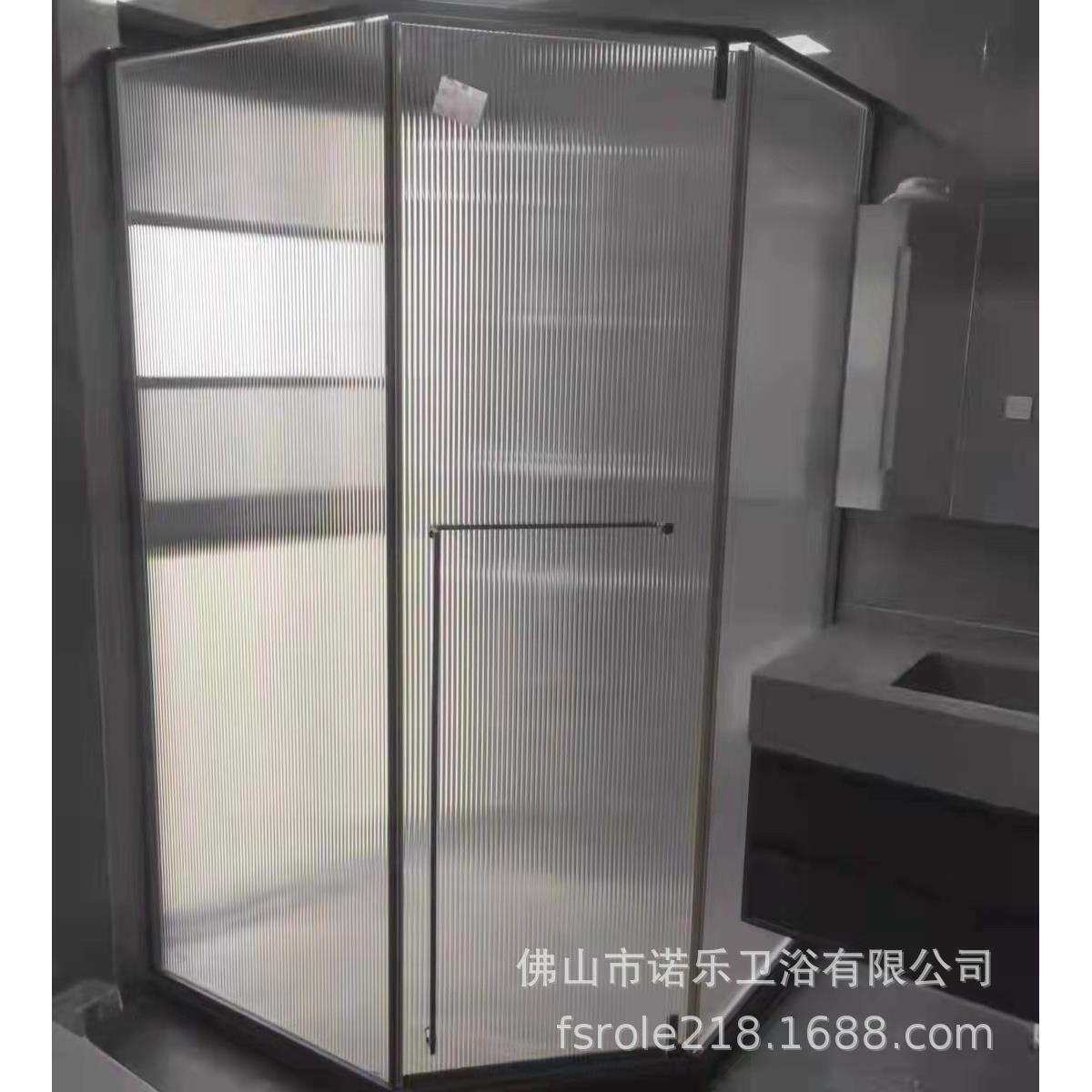 不锈钢一字形整体淋浴房家用卫生间浴室干湿分离推拉门隔断玻璃门