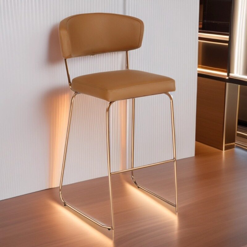 轻奢吧台椅现代简约风不锈钢高脚椅北欧风热卖创意设计师款前台椅