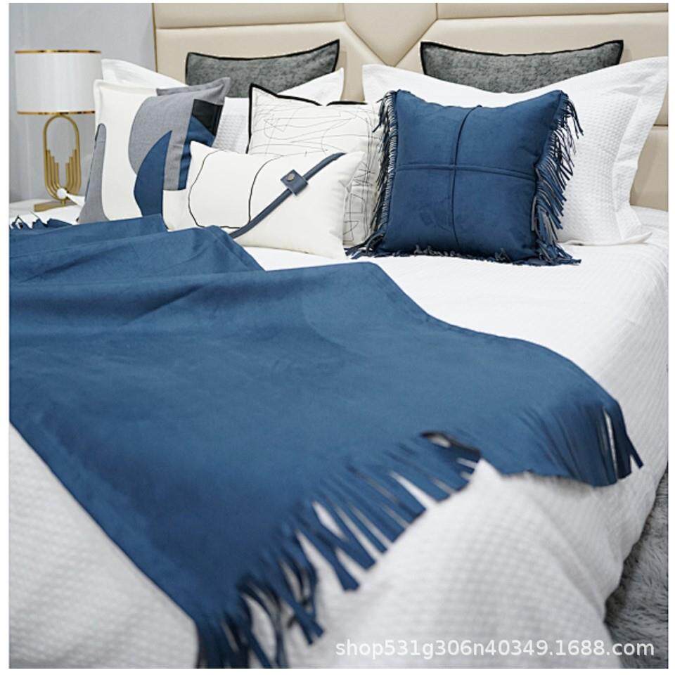 样板间蓝色床品11件套儿童房床上用品家具展厅布艺摆设